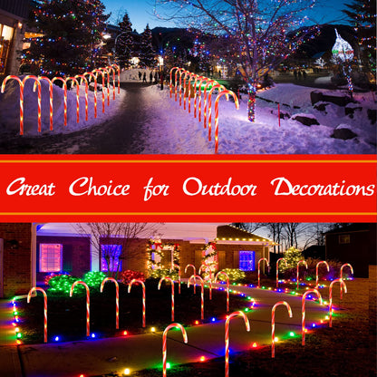 24-Pack Upgraded Solar Christmas Candy Cane Lights, Solar Pathway Lights Waterproof, Christmas Decorations Outdoor with 8 Modes for Party Patio Garden Lawn Yard Decor