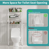 AriseWork 3-Tier Over The Toilet Storage with Paper Holder, Metal Bathroom Organizers and Storage for Small Space, Freestanding Bathroom Shelves with 4 Hooks, Above The Toilet Storage Shelf, White AriseWork