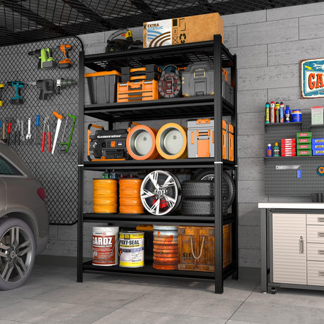 KILISTEELS 72" H X 48" W X 24" D Heavy Duty Garage Shelving Unit 5 Tier 3500 LBS Storage Shelves Adjustable Industrial Metal Wire Shelf Unit for Garage,Basement,Pantry,Warehouse,Commercial KILISTEELS