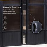 PURPLE LEAF 12' X 14' Patio Hardtop Gazebo Double Top Outdoor Screen House Aluminum Solarium Backyard Sun Room with Detachable Windows and 24 Solar String Light PURPLE LEAF