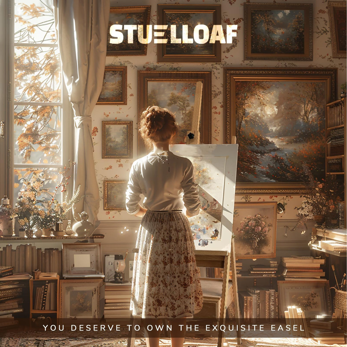 Stuelloaf Large Solid Beech Wood Painting Easel with Storage Drawer(60"~75" H), H-Frame Adjustable Wooden Easel Stand with Signature Box for Adults, Students,Sturdy Canvas Holder up to 36'' Stuelloaf