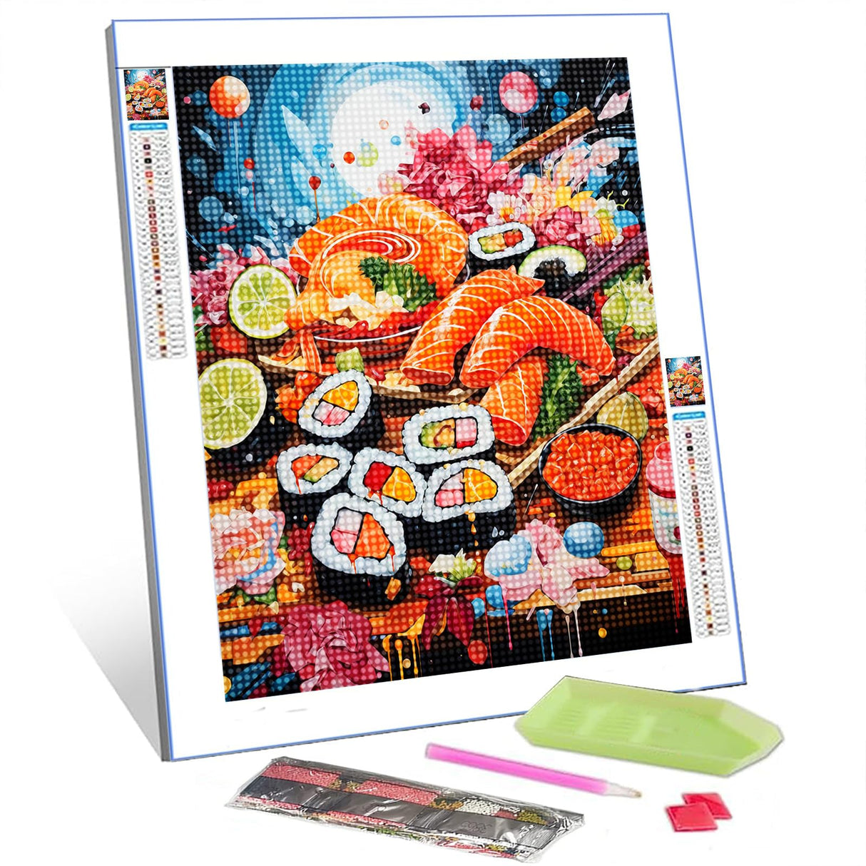 Japanese Cuisine Diamond Painting DIY 5D, Numbering Kit,Graffiti Delicious Sushi Artwork Lemon and Sakura Wall Art Food Crystal Rhinestone Pictures Fast Food Art Home Decor Adults Gift(12''Wx 16''H) Tucocoo