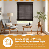 Radiance Cordless Bamboo Roman Shades for Windows - Flatweave Bamboo Blinds for Reduce Bright Light - Easy to Lift & Fold Up Window Shades - Espresso - 29 in. W x 64 in. L - (2208828E) Radiance