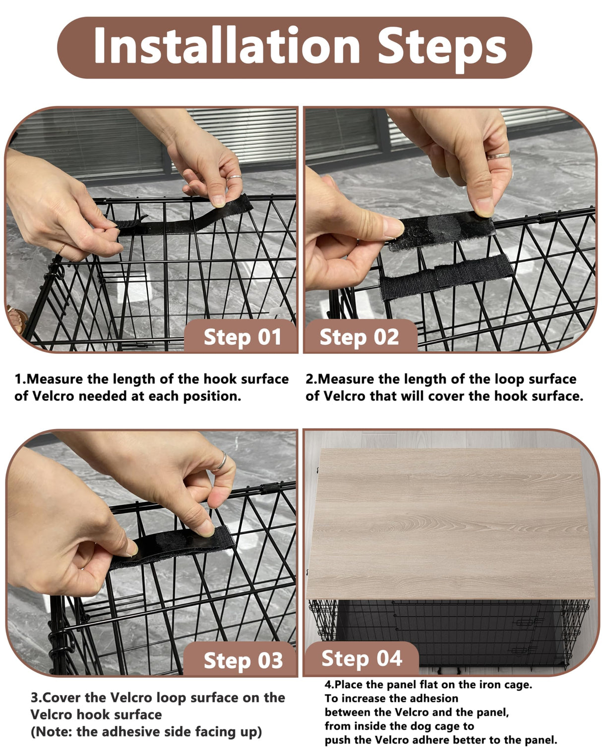 Piskyet Dog Crate Topper Wood Countertop for 48 42 36 30 24 inch Dog Cage, Dog Crate Cover,Dog Kennel Topper(Crate Not Include) (Rustic Brown, for 48 Inch Crate) Piskyet