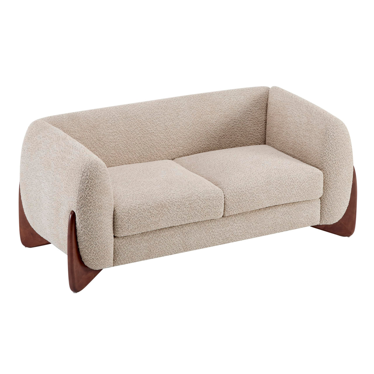 Christopher Knight Home Alma 63" Boucle Loveseat with Wood Legs, 2 Seater Sofa Couches for Living Room, Upholstered Couch Chair, Soft Seating Lounge Sofa Chair, Cozy Loveseat with Armrest, Almond Christopher Knight Home