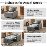 Yosonch Sofa Bed Chair Convertible ，Sleeper Sofa with Pull-Out Bed ，3-in-1 Futon Couch with Reclining Backrest and Side Pocket (Light Grey, 35.6‘) Yosonch