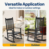VIVOHOME Oversized Wooden Rocking Chair with Anti-Slip Strips for Noise Reduction, Suitable for Indoor, Porch, Garden, Black VIVOHOME