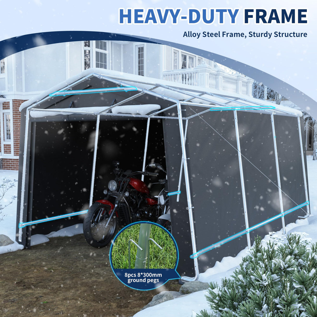 VONZOY Carport 10'×15' Heavy Duty,Car Canopy Portable Garage with Roll-up Zipper Door,Thick Shelter Storage Canopy Tent with All-Steel Metal Frame,Sunshade,Waterproof,for Car,Truck,SUV VONZOY