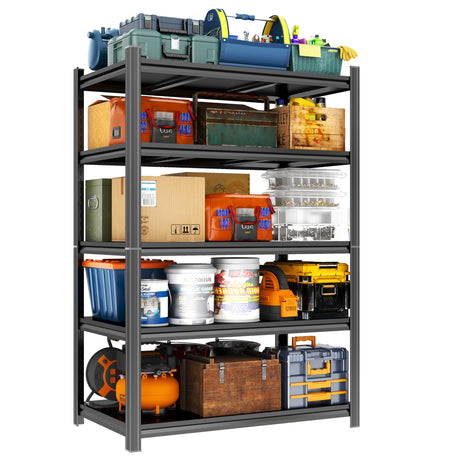 Garage Shelving 5-Tier Metal Storage Shelves 3500LBS Garage Storage Shelves Heavy Duty Adjustable Shelving Units for Basement, Commercial, Warehouse, Industrial, Black PRESTELION