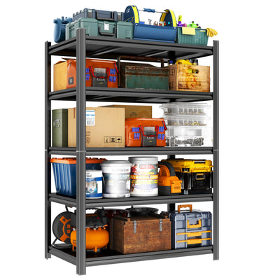 Garage Shelving 5-Tier Metal Storage Shelves 3500LBS Garage Storage Shelves Heavy Duty Adjustable Shelving Units for Basement, Commercial, Warehouse, Industrial, Black
