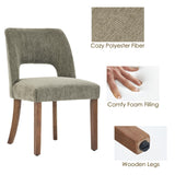 VKNOW Wooden Dining Chairs Set of 4, Modern Fabric Upholstered Dining Room Chair Kitchen Chairs, Farmhouse Dinner Chair for Kitchen Dining Room, Green VKNOW