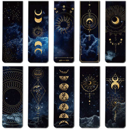 30 Pieces Space Moon Magnetic Bookmarks Galaxy Bookmark Starry Sky Clip in Bookmark Page Book Marker for Kids Teens Students Teachers Reading School Library Office Accessories, 10 Styles