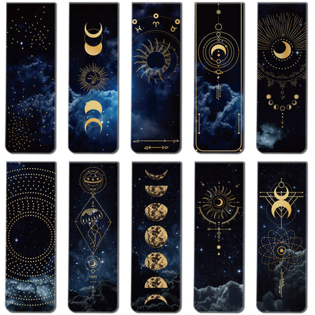30 Pieces Space Moon Magnetic Bookmarks Galaxy Bookmark Starry Sky Clip in Bookmark Page Book Marker for Kids Teens Students Teachers Reading School Library Office Accessories, 10 Styles Sinmoe