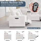 LEVNARY 6-Seat U Shaped Modular Sectional Sofa with Power Recliners, Faux Rabbit Fur Upholstery, Storage Console with Charging Ports & Cup Holders, Living Room Couch Set for Home Office (White) LEVNARY