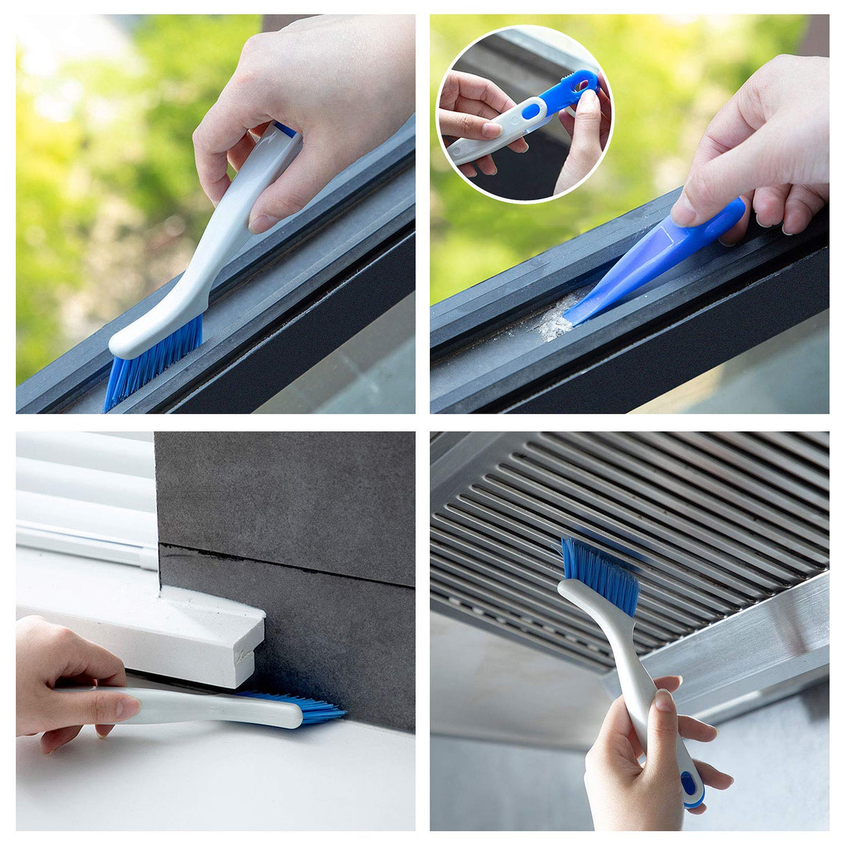 SHUNWEI 2 Pcs Cleaning Brush Small Scrub Brush for Cleaning Sink Scrub Brush with Handle, Bathroom Kitchen Edge Corner Grout Cleaning Brushes for Household Use, Window Track Cleaning Brush SHUNWEI