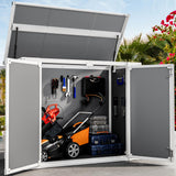 DWVO 41Cu.ft Horizontal Resin Storage Shed Without Shelf, All Weather 4.7x2.5 FT Outdoor Storage Shed with Hydraulic Struts, 3 Locks, Lockable to Floor for Garden Tools, Trash Cans, Gray DWVO