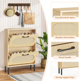 Crownland Shoe Cabinet, Shoe Storage Cabinet with 2 Flip-Out Drawers, Modern Two-Tier Shoe Rack Cabinet for Entryway, Hallway, Living Room(Wood) Crownland