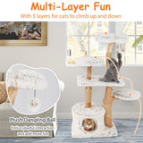 Tangkula Modern Cat Tree, 53 Inch Tall Natural Branch Wooden Cat Tower with Jute Scratching Posts, Plush Perch, Condo, Aesthetic Luxury Solid Wood Flower Cat Tree for Indoor Cats Large Adult (White) Tangkula