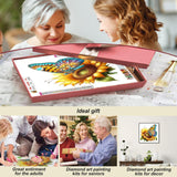 Stalente Diamond Painting Kits for Adults Sunflower and Butterfly, 5D DIY Diamond Art Kits for Beginners Round Full Drill Diamond Painting for Home Wall Decoration Gift 12×12inch Stalente