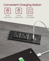 VASAGLE LIRY Collection - Farmhouse Nightstands with Charging Station, Set of 2 Bedside Tables, Side Tables with Drawer, Open Compartment, for Bedroom, Misty Gray ULET859G01 VASAGLE