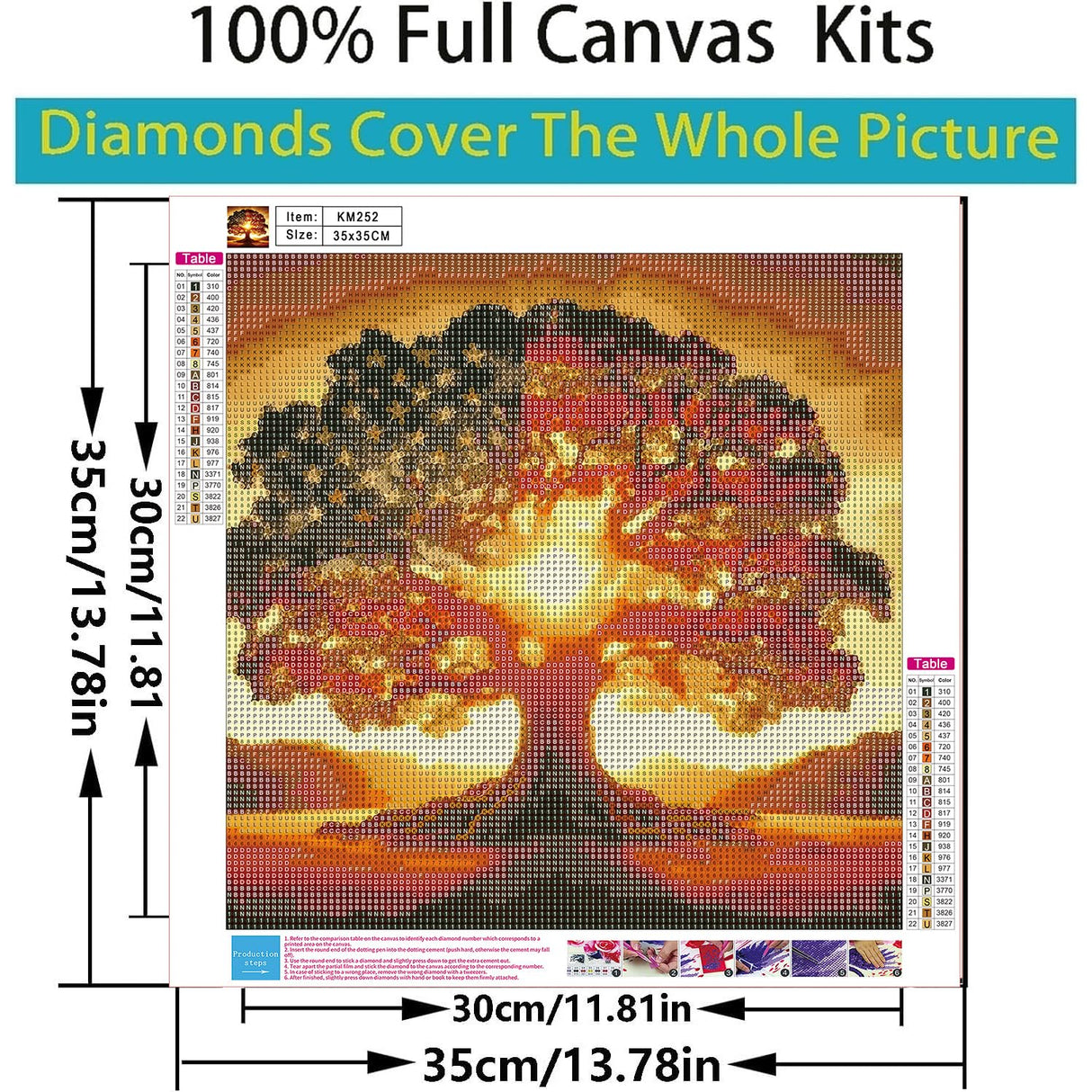 CSZPPQAF 5D Diamond Painting Kits for Adults, Tree of Life Diamond Art Kits for Adults Beginner, DIY American Flag Full Drill Round Diamond Dots Gem Art for Home Decor 13.7x13.7 Inch CSZPPQAF