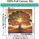 CSZPPQAF 5D Diamond Painting Kits for Adults, Tree of Life Diamond Art Kits for Adults Beginner, DIY American Flag Full Drill Round Diamond Dots Gem Art for Home Decor 13.7x13.7 Inch CSZPPQAF