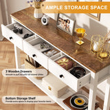 Homieasy Farmhouse Console Table with 3 Drawers, 47 Inch Wood Sofa Table with Storage Shelf for Living Room, Behind Couch, Entryway Table for Hallway, Living Room, or Foyer, Rustic Brown and White Homieasy