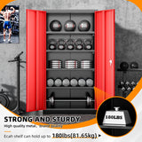 INTERGREAT Storage Cabinet, 72” Black Red Garage Steel Locking Cabinet with Doors and 4 Adjustable Shelves, Tall Lockable File &Tool Cabinet for Home Office, Metal Classroom Cabinet Basement INTERGREAT