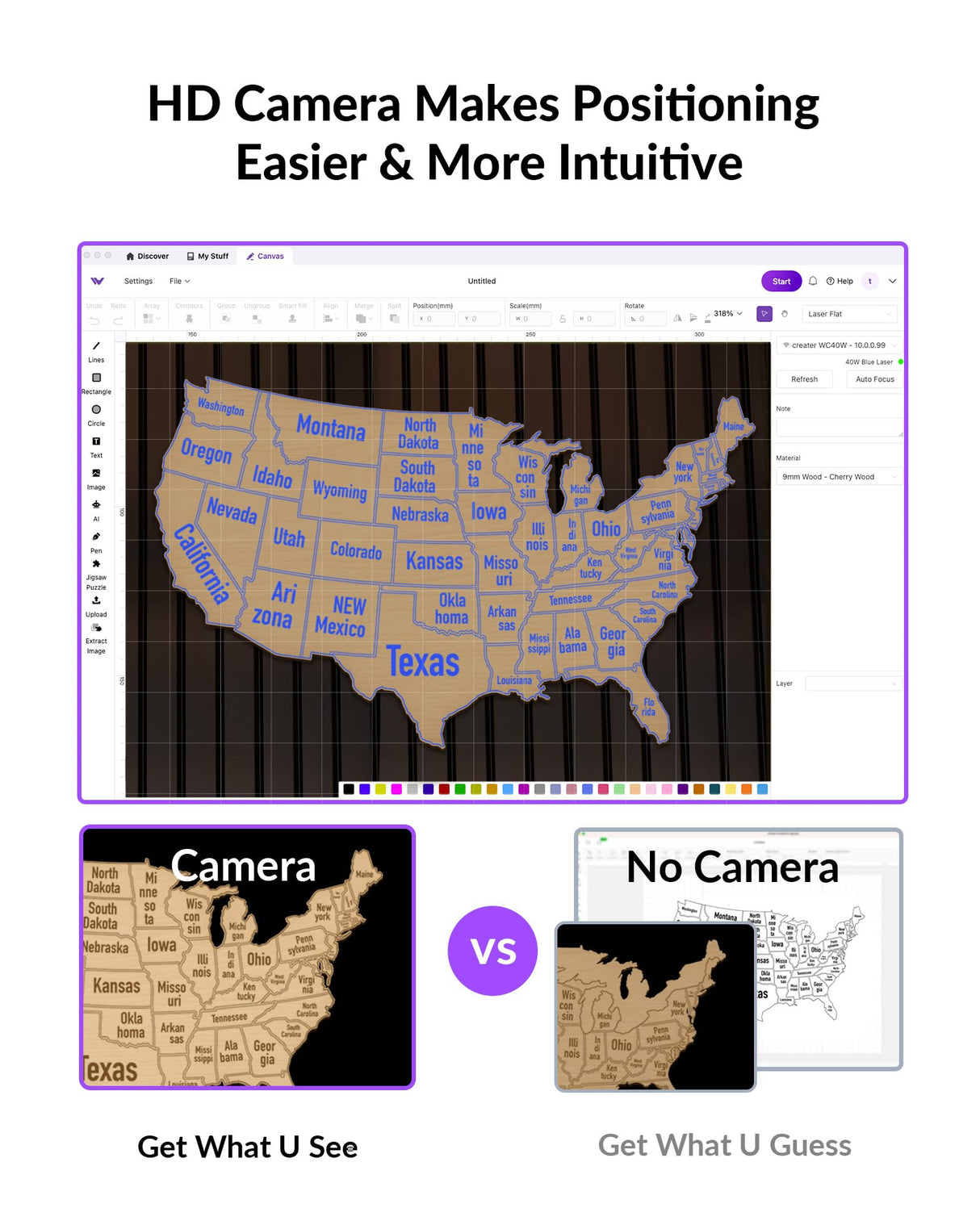 WECREAT Laser Engraver with Air Assist, 20W(20,000mW) Desktop Diode Laser Engraver and Cutter with Auto-Lifting Enclosure for Wood Acrylic Metal Leather DIY WECREAT