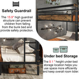 Mirightone Queen Over Queen Bunk Beds for Teens or Adults,Industrial Heavy-Duty 2 in 1 Metal Convertible Bunk Bed with Ladder and Slats Support,15.9" High Guard Rail,Space-Saving,Noise Reduced,Black Mirightone