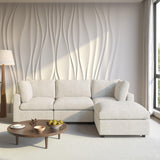 Cloud Sectional Couches for Living Room,100.5" Convertible L Shaped Couch with Ottoman, 4 Seater Modular Sectional Sofa,Deep Seater Furniture Sets,Beige WJShome
