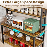 Aquzee Bakers Racks for Kitchens with Storage, 6 Tiers Large(47.2“W x 15.7”D x 70.8" H) Kitchen Stand with Hutch, Freestanding Organizer with Shelves,Rustic Brown Aquzee