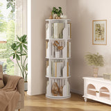 Rotating Bookshelf Tower, 4 Tier Corner Narrow Spinning Bookcase, 360° Revolving Storage Round Book Shelf, Vertical Swivel Lazy Susan Organizer for Kids Rooms Classroom Library Small Space Decor Vividwood