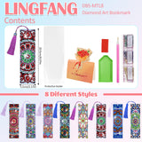 LINGFANG 8 Pcs Diamond Painting Bookmark, Leather DIY Book Makers for Adults Book Lovers, Diamond Art Beginners, Small Diamond Art Kits, Paint by Art Crafts Supplies Gift for Girls (Mandala) LINGFANG