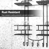 SRIWATANA Shower Caddy Hanging Over Head, Bathroom Shower Organizer Shower Rack Holder with Hooks for Razors - Black SRIWATANA