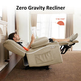 MCombo Zero Gravity Power Recliner Chair with Heat and Vibration Massage, Reclining Chair with USB & Type C Ports, Cup Holders for Living Room, Fabric PR670 (Beige Large 25.5" Seat Width) MCombo
