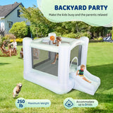 JOYMOR Grandient Style 3-in-1 Bounce House for Kids 3-6 w/Basketball Hoop, Slide, Kids 30s Blow Up Small Bounce House with Blower for Toddlers Indoor Outdoor Party JOYMOR