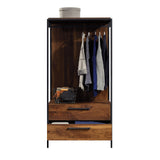 Sauder Nova Loft Open Wardrobe with Drawers, L: 32.99" x W: 21.97" x H: 65.98", Grand Walnut finish Sauder