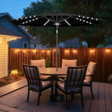 FLAME&SHADE 10 ft Solar Powered Outdoor Market Patio Table Umbrella with LED Lights and Tilt, Black FLAME&SHADE