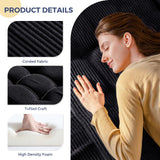 MAXYOYO Tri-Fold Mattress, 6 Inch Tufted Folding Futon Foam Bed, Foldable Floor Mattress Guest Bed Futon Topper Portable Camping Sleeping with Corded Fabric, Black, 59"x79" MAXYOYO