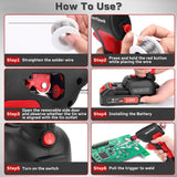 Cordless Soldering Iron Welding Kit - 60W 200-450℃ Adjustable Temperature One-handed Welding Iron With 20V Battery Automatic Soldering Gun Solder Tools for Electronic Repair Soldering Circuit Board MakerHawk