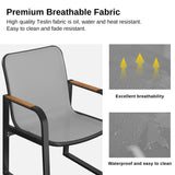 EAST OAK Signature 7 Pieces Outdoor Dining Set, Patio Furniture Set with Finest Teak Wood, Powder-Coated Aluminum Frame Table and Teslin Fabric Chairs, Patio Dining Set for Garden and Yard, Dark Grey EAST OAK