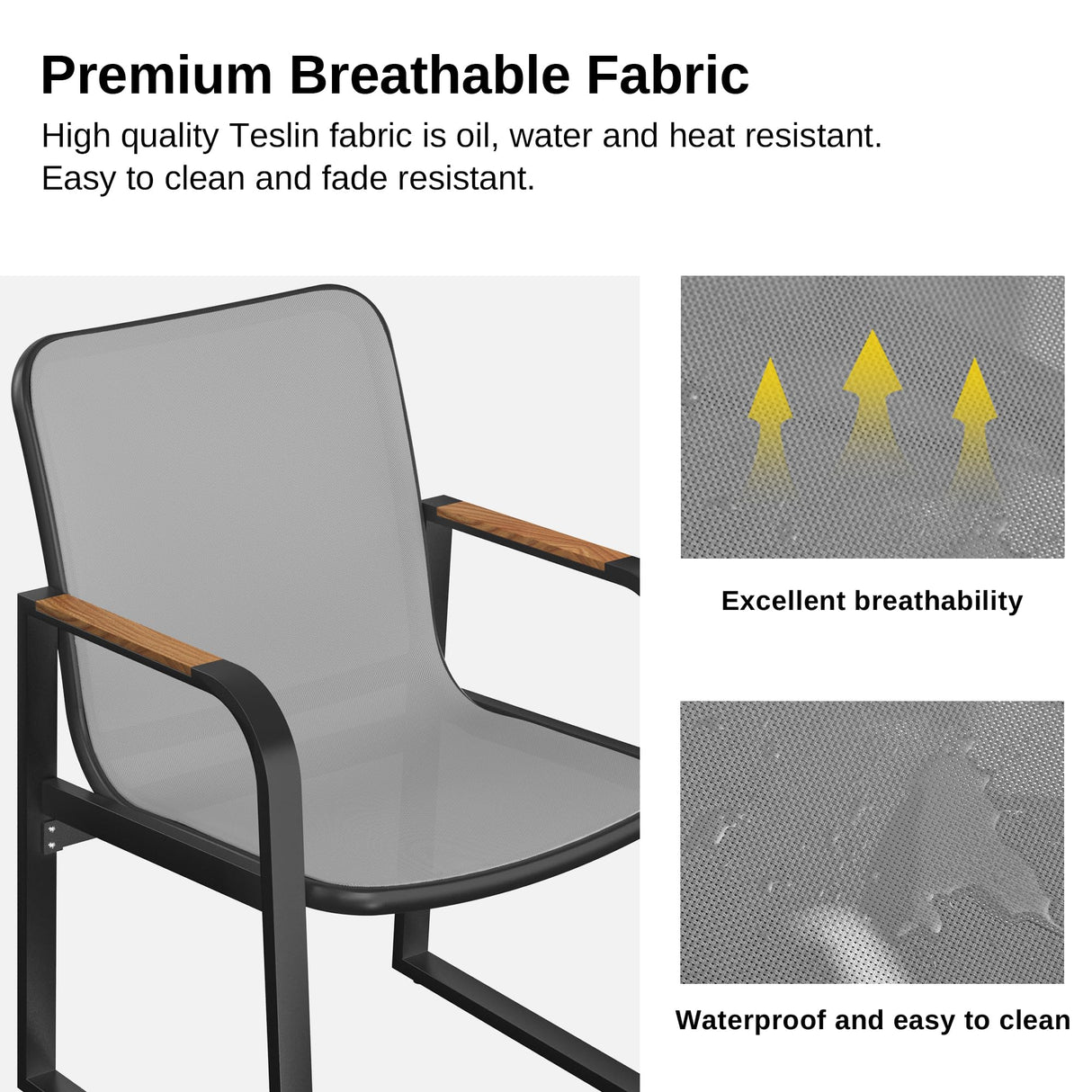 EAST OAK Signature 7 Pieces Outdoor Dining Set, Patio Furniture Set with Finest Teak Wood, Powder-Coated Aluminum Frame Table,Patio Dining Set for Garden,Backyard and Porch, Dark Grey EAST OAK