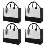 OKBA 4 PCS classic black and white canvas tote bags, DIY personalized blank beach shopping bag for women, Mom, friend gift (4) OKBA