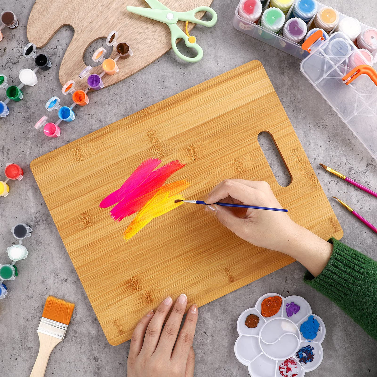 18 Pack Bulk Cutting Board Plain Large Cutting Board Set Chopping Board with Handles Blanks Laser Engraving Cutting Board for Customized, Personalized Engraving Gifts (9.5''x13.5'',Bamboo) Vesici