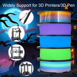 1.75mm PLA 3D Printer Filament Bundle: Glow in Dark Green/Blue/Purple/Rainbow, One Spool Clear Multi Colored, Each Spool 250g, Total 1.25Kg 3D Printing Material, 250g x 5 Spools Glow in Dark PLA DO3D