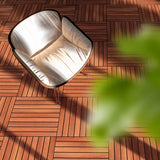 Solid Wood Interlocking Flooring Tiles (Pack of 10, 12" x 12"), Acacia Deck Tiles, Floor Tiles for Both Indoor and Outdoor Use, Waterproof All Weather, 9 Slat (12 x 12, 9 Slat) HOUSE84VN