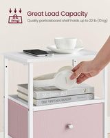 VASAGLE Nightstand, Side Table with 2 Fabric Drawers, 24-Inch Tall End Table with Storage Shelf, Bedroom, Jelly Pink and White ULGS025R05 VASAGLE