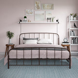 DHP Lafayette Metal Platform Bed with Rustic Style Curved Headboard and Footboard, Adustable Base Height for Underbed Storage, No Box Spring Needed, King, Bronze DHP
