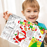 Disposable Santa Place Mats for Kids, 12 Pack - 17'x 11' Paper Table Mat Sheets for Merry Christmas School Party Decorations Gatherfun